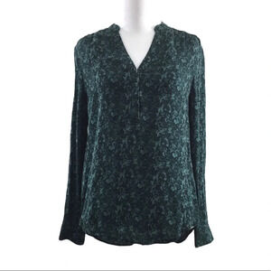 Dylan Gray Green Black Camo Silk‎ Shirt Womens Small Long Sleeve Popover